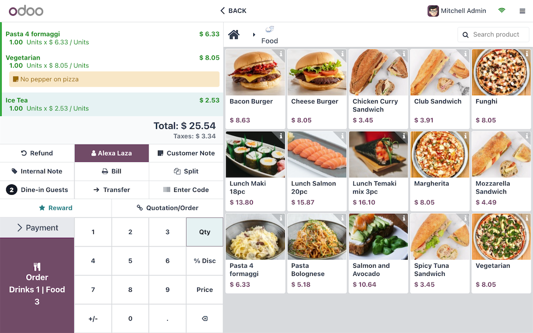 Odoo Point of Sale Interface