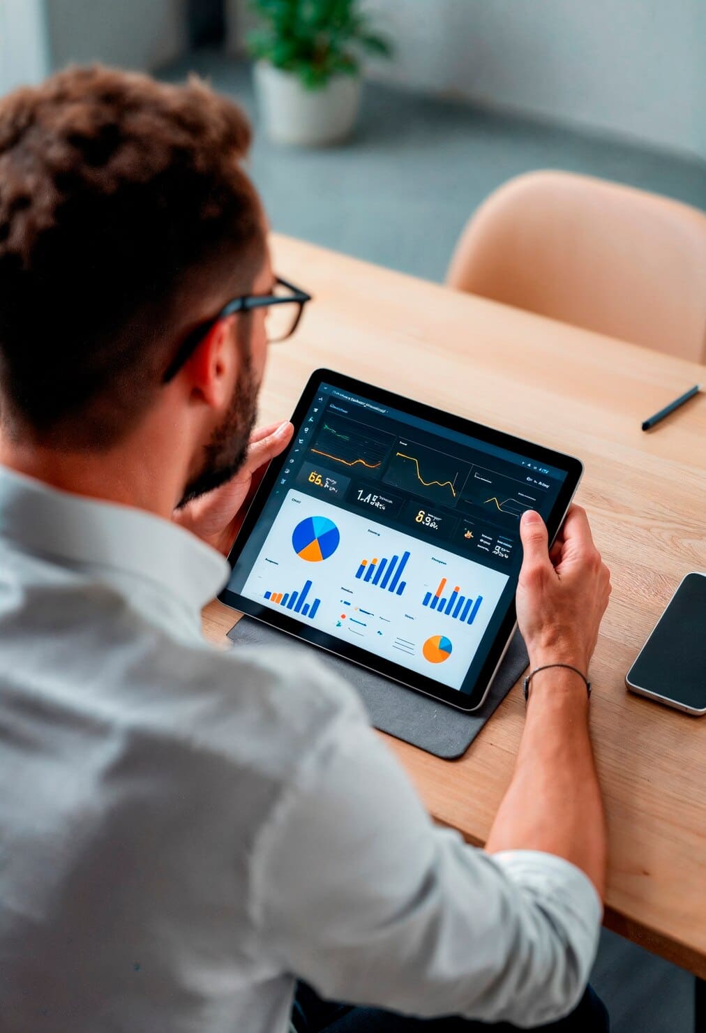 Business team discussing data
